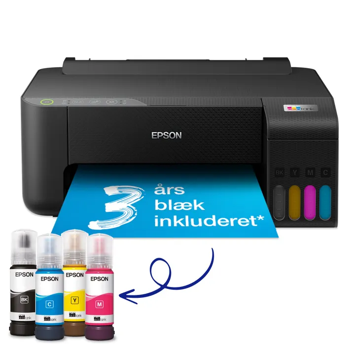 Epson EcoTank ET-1810 - Printer - farve - blækprinter - kan genopfyldes - A4 - 5760 x 1440 dpi - op til 10 spm (mono) / op til 5 spm (farve) - kapacitet: 100 ark - USB, Wi-Fi - sort