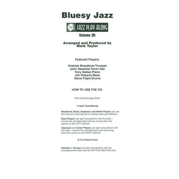 Hal Leonard Jazz Play Along Bluesy Jazz