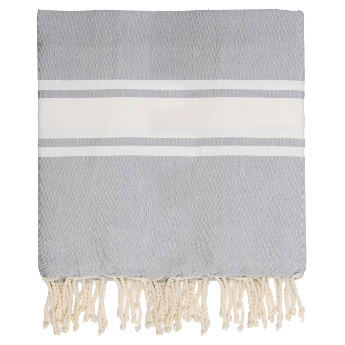 Febronie Fouta Famiglia XXL St Tropez Rayure Classique gris perle - 200x200 cm