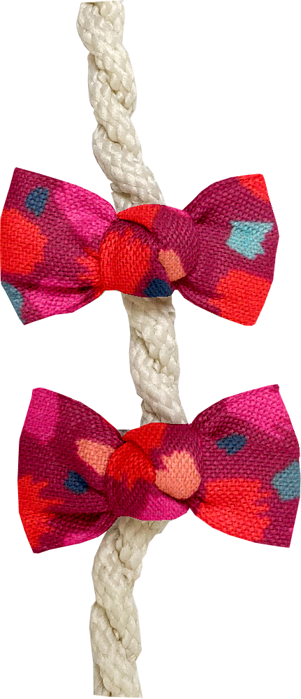 Barrettes Clic-Clac Petits Noeuds Pompons Cerise
