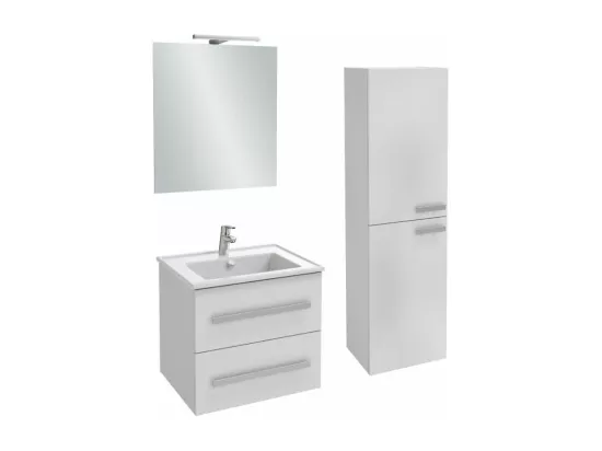 Pack meuble vasque 60 cm JACOB DELAFON Ola up blanc + colonne + miroir + spot