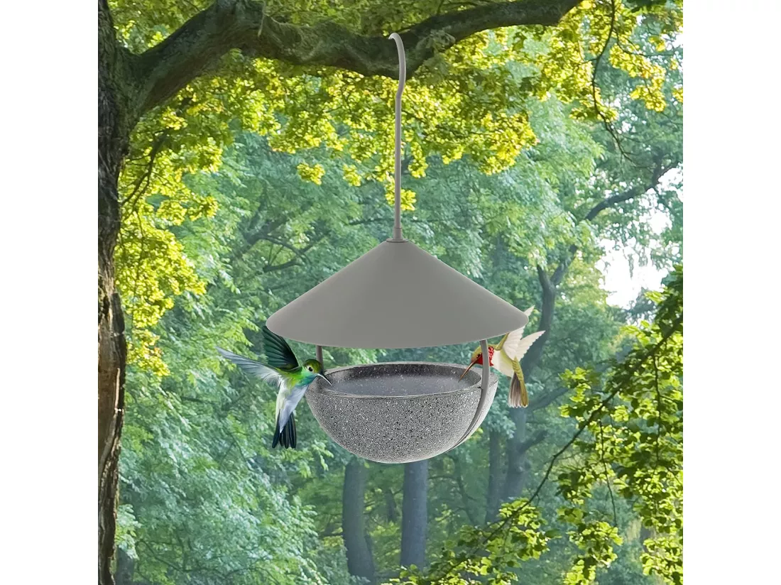 Mangeoire à Oiseaux Suspendue en Métal d'Extérieur 270ml
