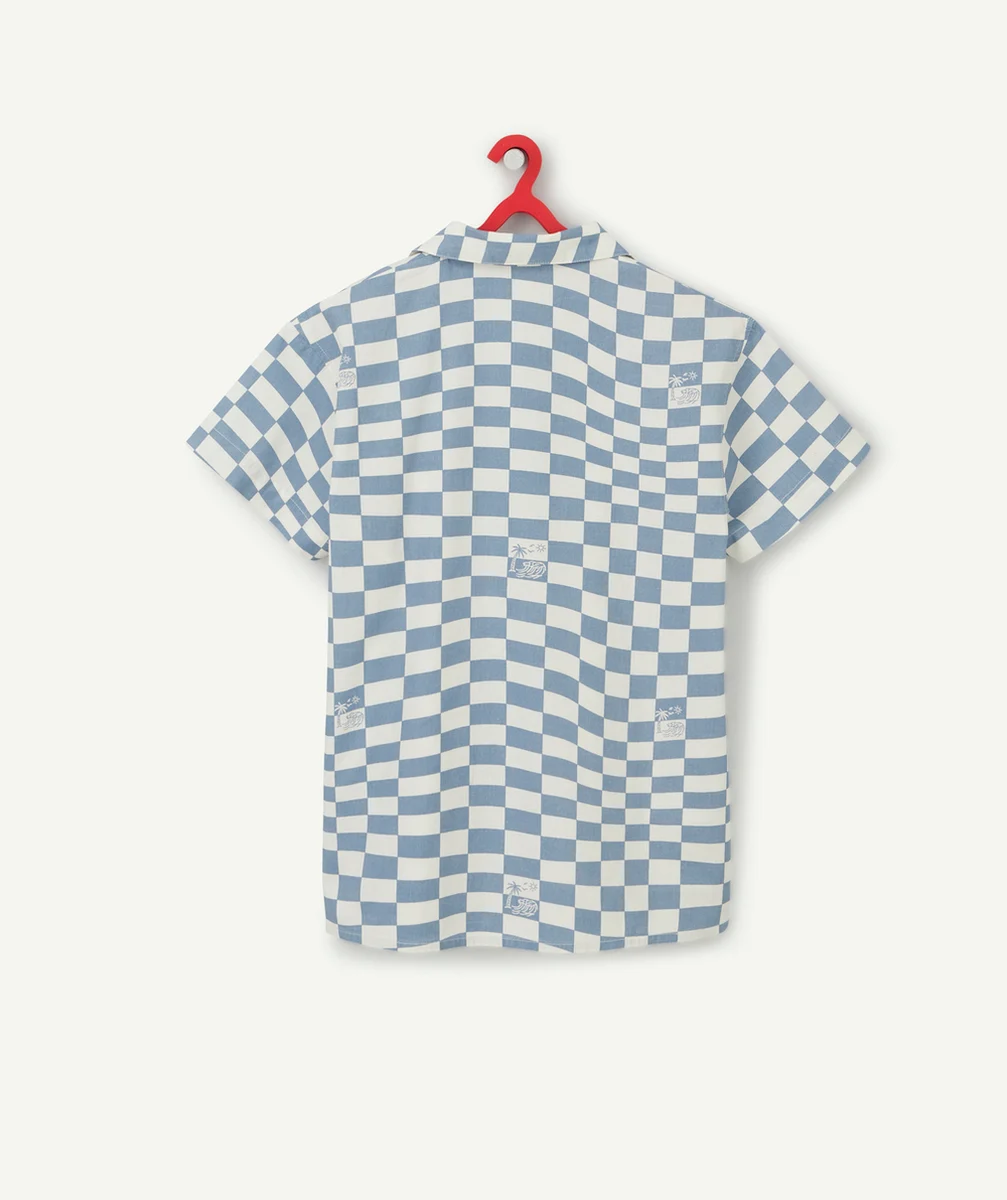 CHEMISE À MANCHES COURTES GARÇON DAMIER BLEU ET BLANC