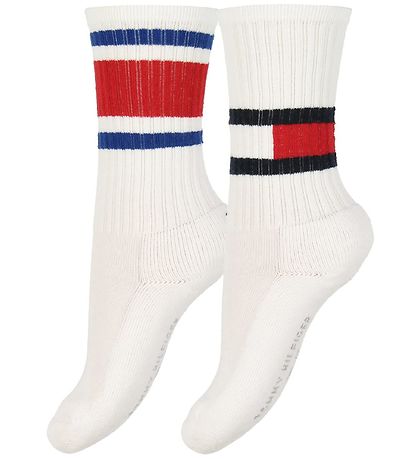 Tommy Hilfiger Socken - 2er-Pack - Flagge - Weiß m. Rot