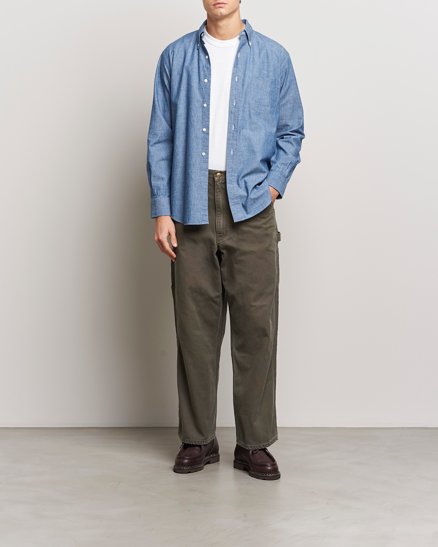 Kamakura Shirts Vintage Ivy Chambray Button Down Shirt Blue
