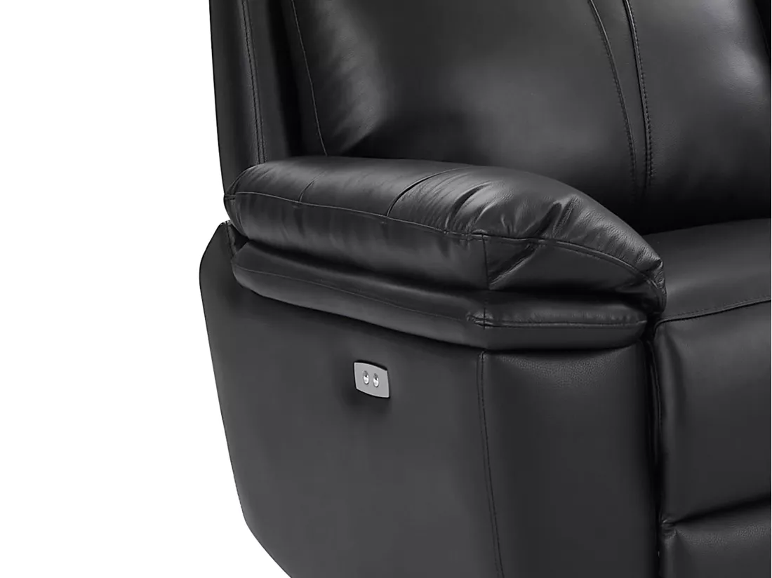 Canapé d'angle relax électrique en cuir noir MESOLA