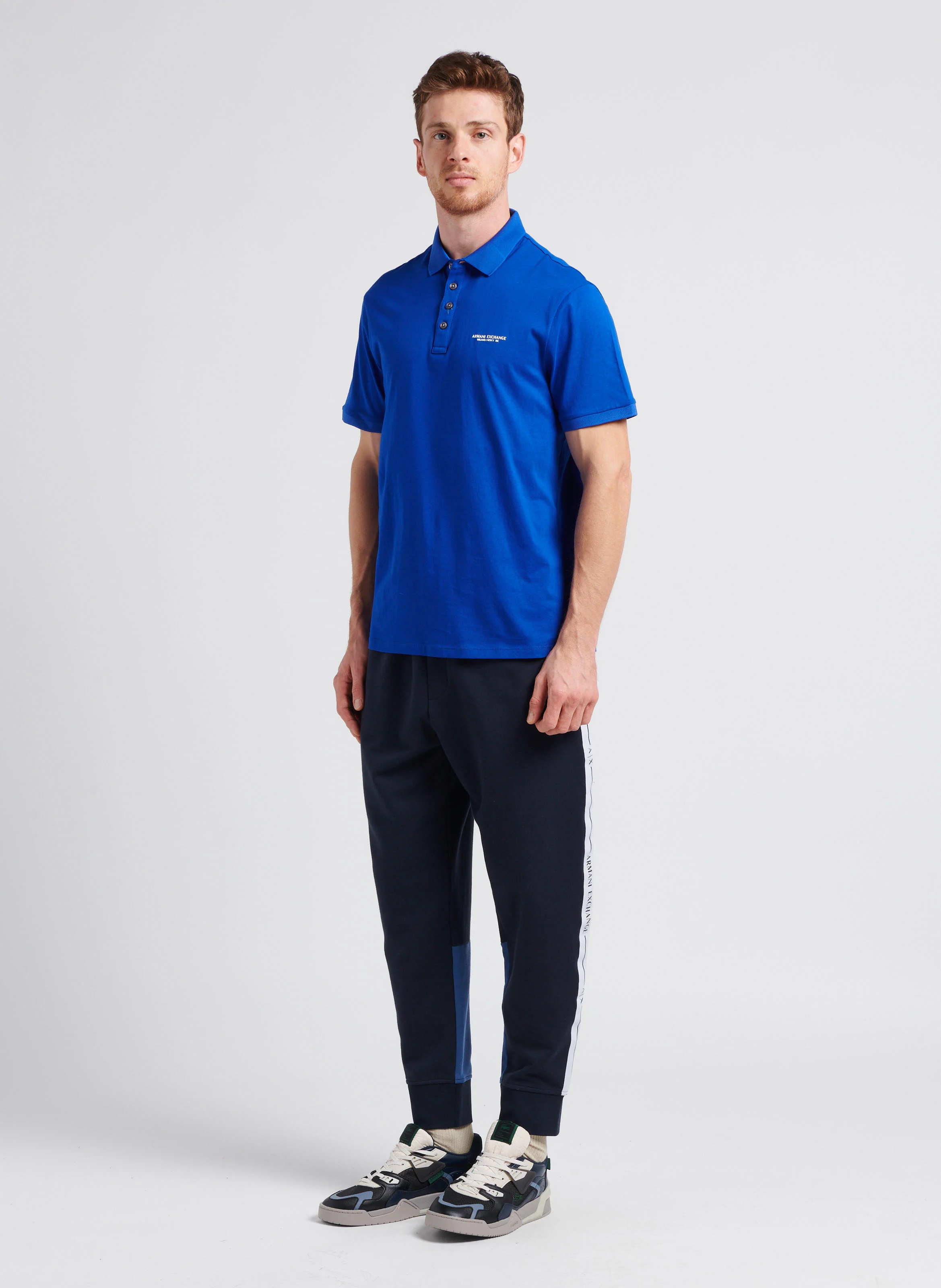 Polo regular-fit sérigraphié en coton | Bleu