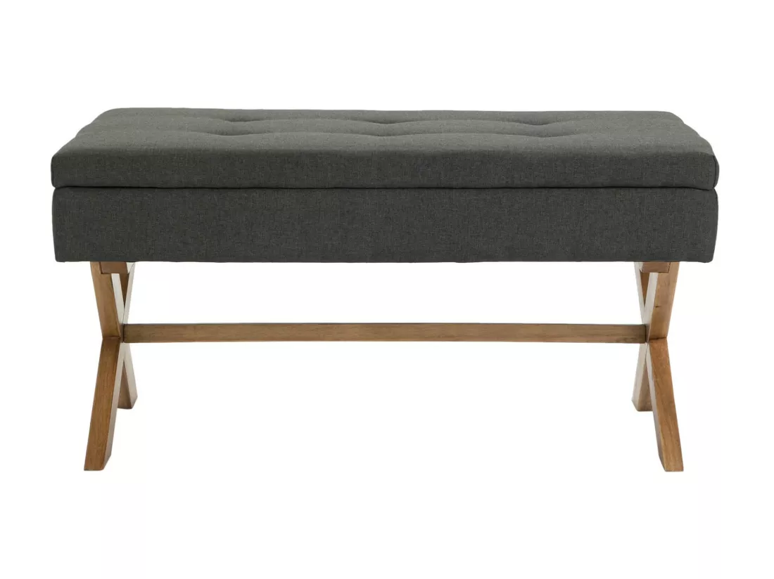 Banquette - Tissu & Bois - Gris foncé - Namaro