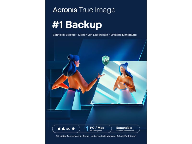 Acronis True Image Essentials ESD, ABO, 1 PC, 1y Schützen Sie Ihre digitale Welt vor allen Bedrohungen