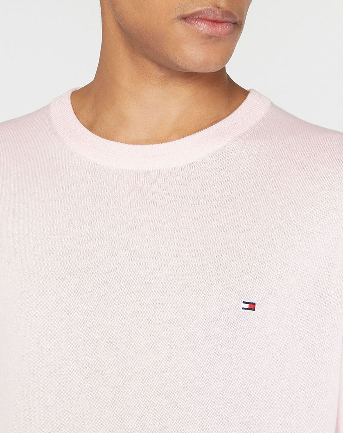 Tommy Hilfiger Pull en Coton Bio & Soie rose clair