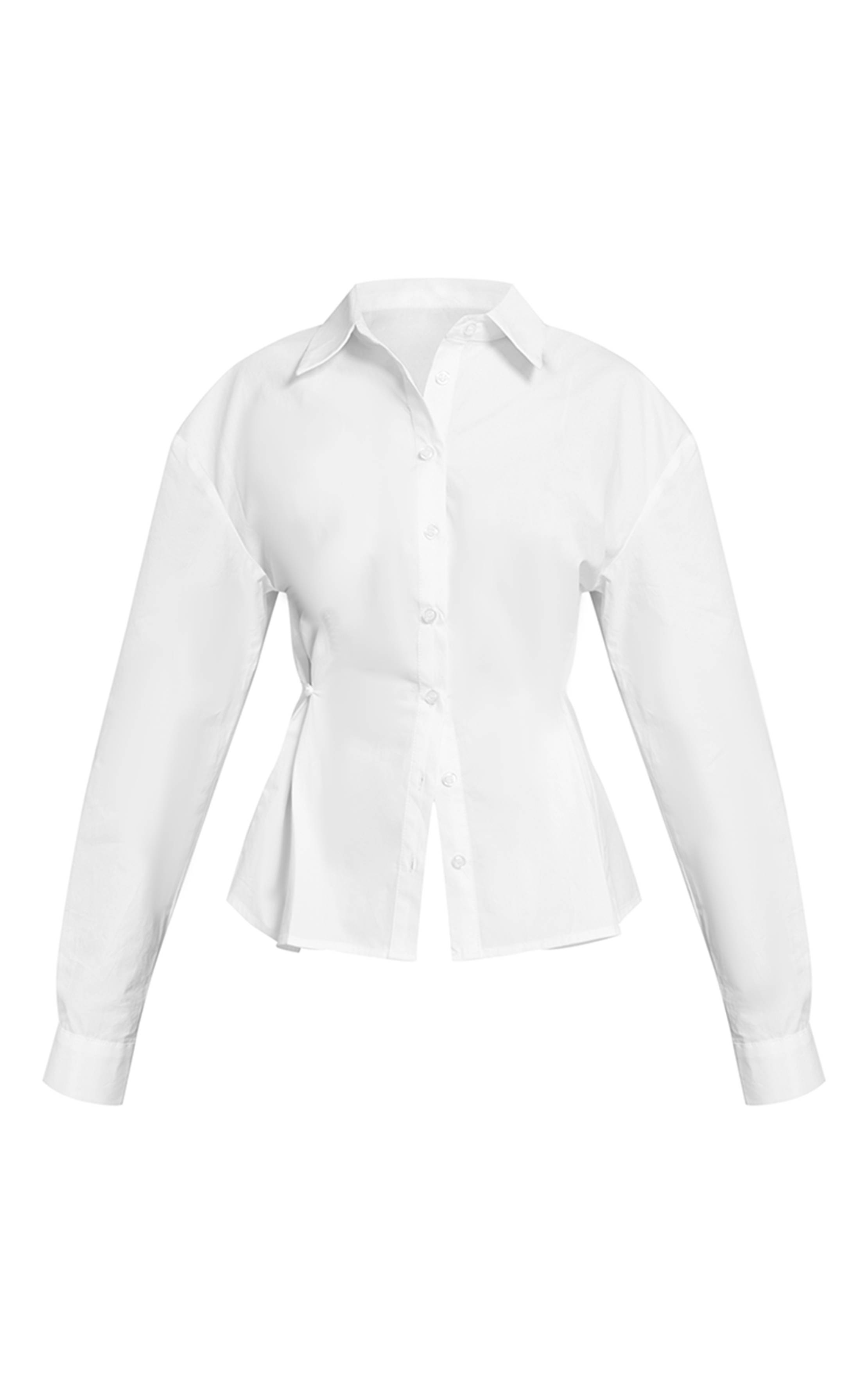 Blanc Chemise Petite À Détail Froncé Sur Le Devant