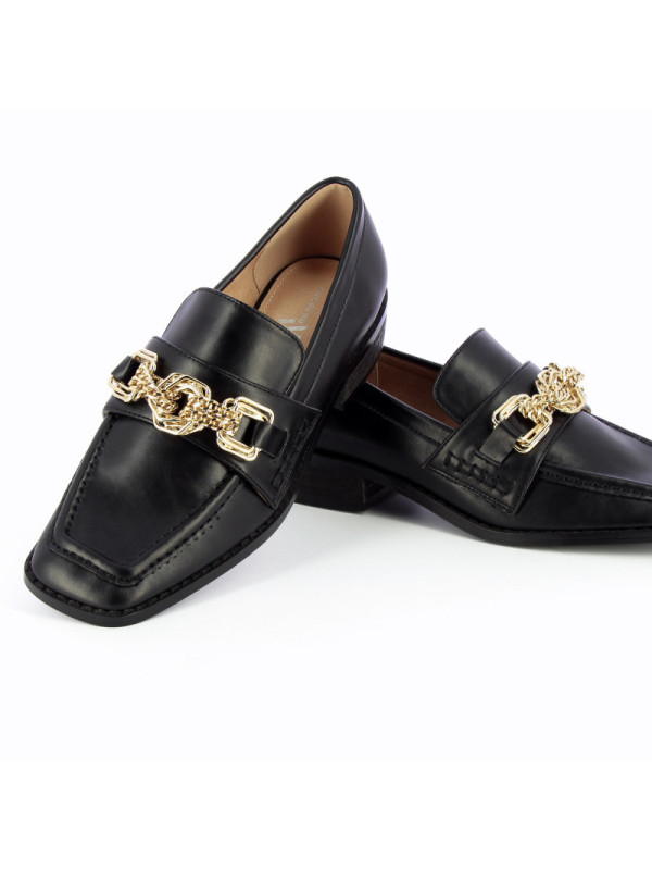 Mocassins Noirs chaine dorée - Vanessa Wu