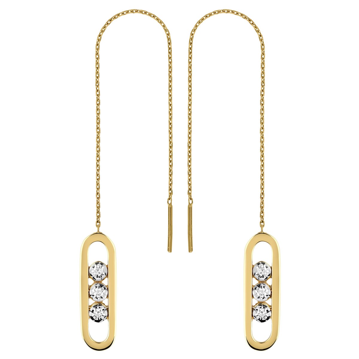 Boucles d'oreilles Brillaxis rectangle pendantes or