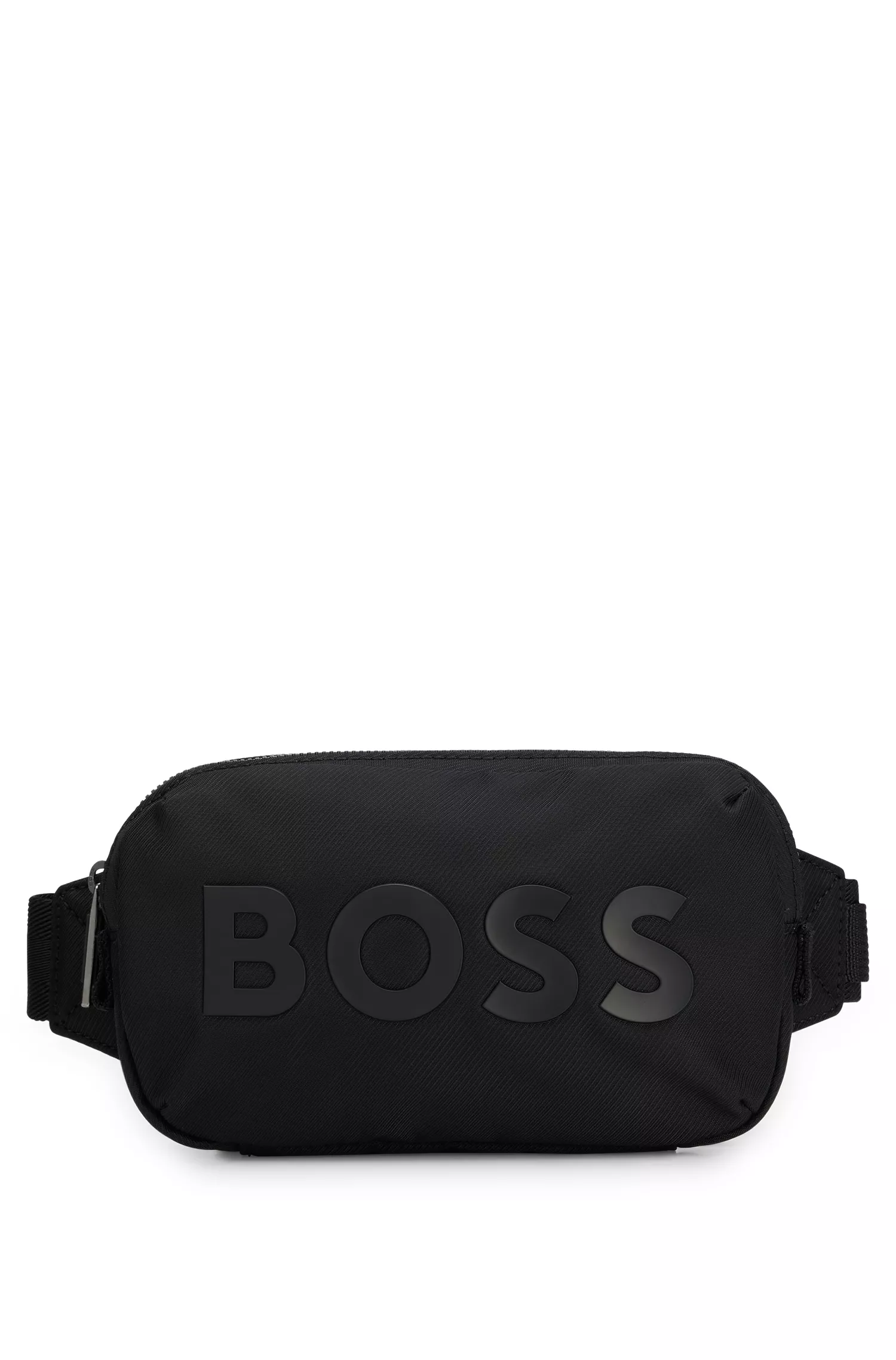 Bolsa de cintura BOSS com logotipo preto em tecido estampado.