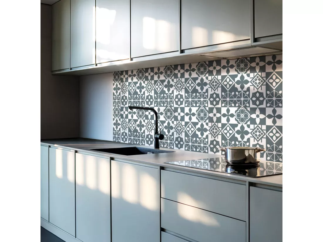 Carreaux autocollants PVC, Carrelage PVC adhésif - 9x30x30 - Motifs géométriques dans les carreaux