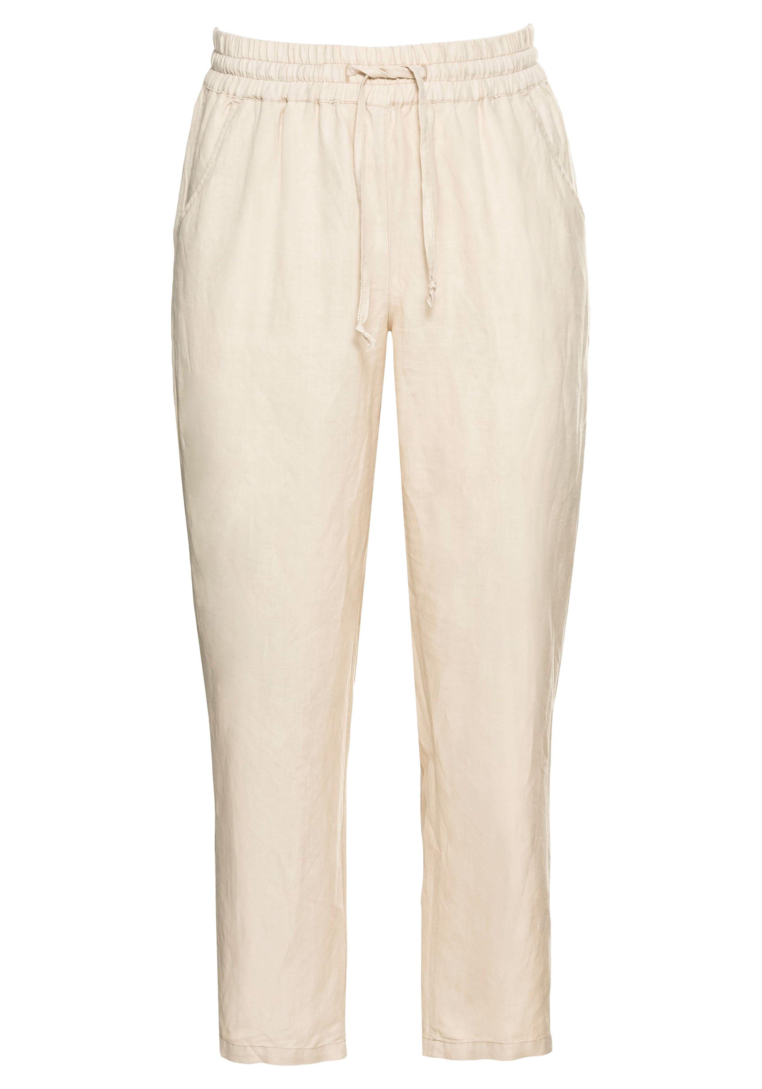 Leinenhose mit elastischem Bund und Bindeband