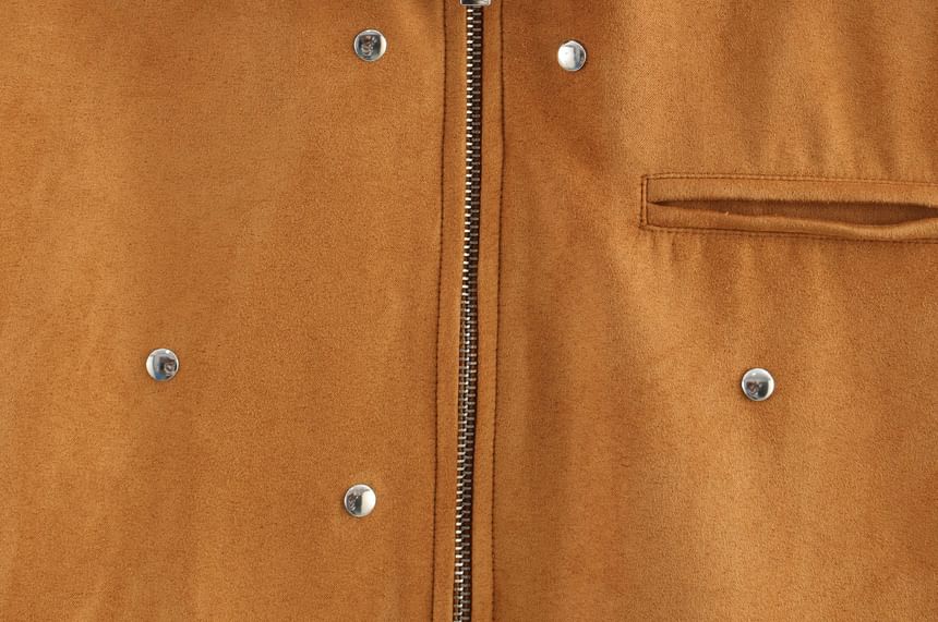 Omelia - Jas van imitatiesuède met kraag en studs