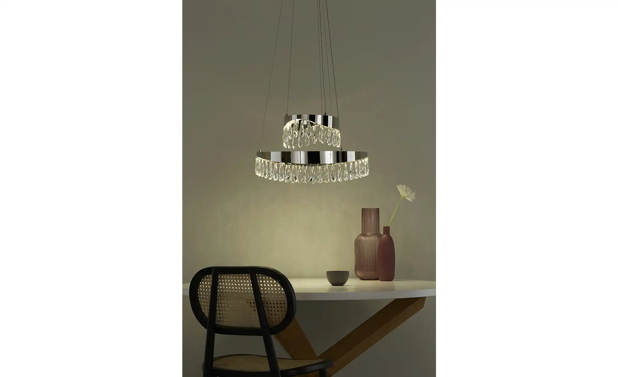 KHG LED-Kristall-Pendelleuchte, chrom