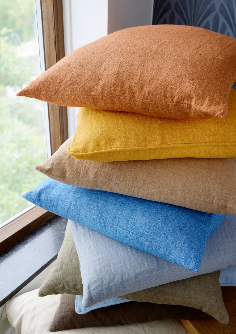Cozy Living  Linen pyntepude, Sky Blue - 50 x 50 cm.