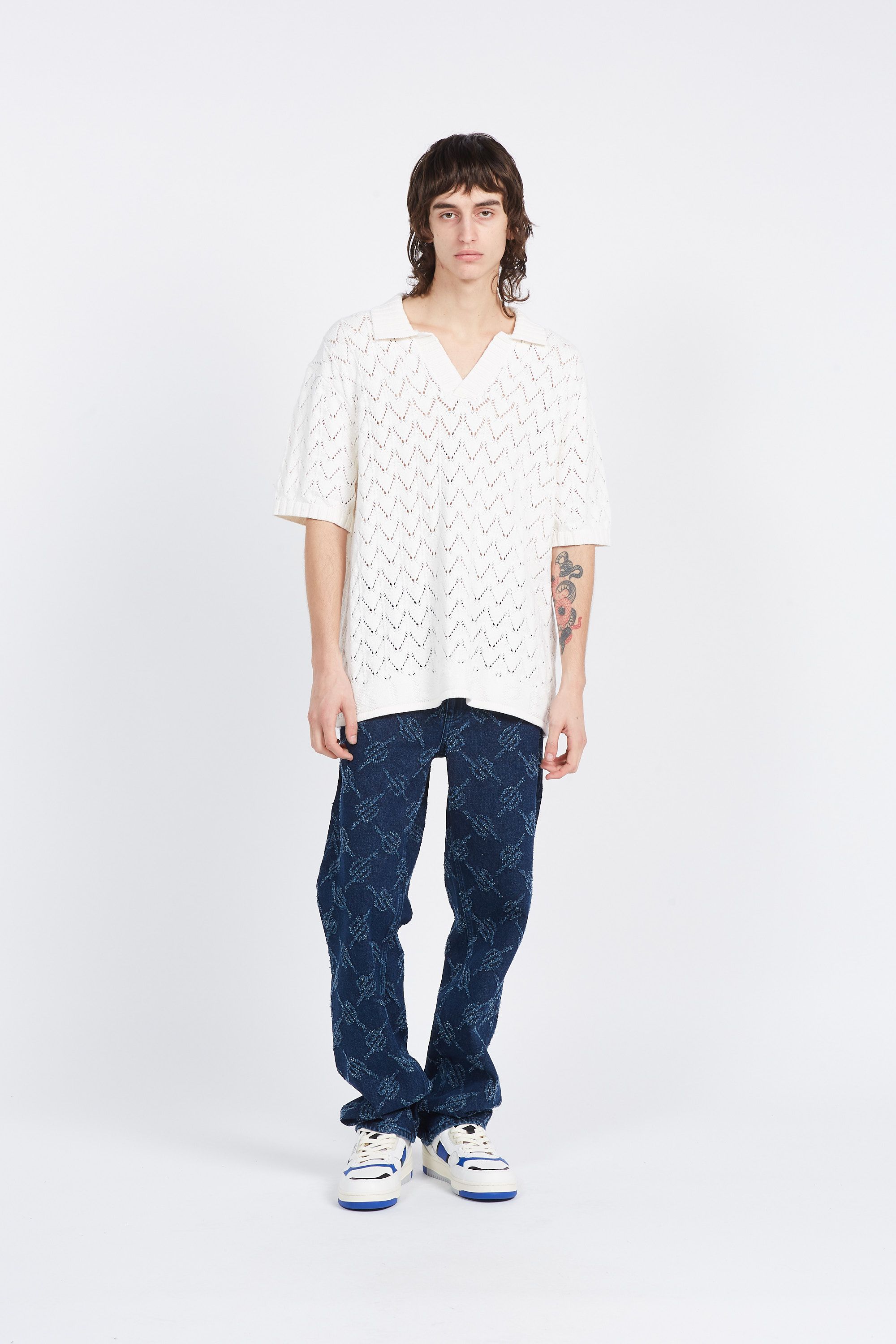 Daily Paper Polo yinka relaxed knit ss polo Blanc