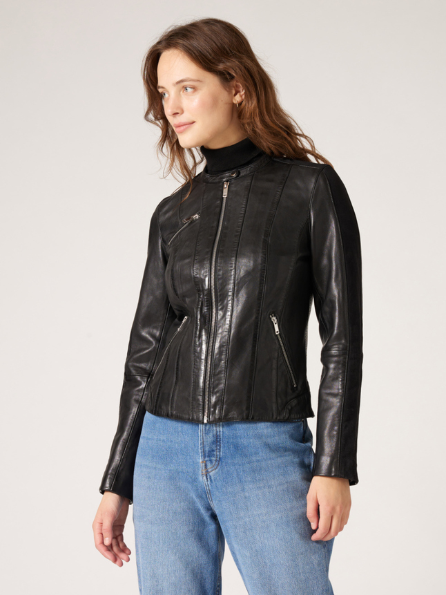 Veste en cuir style motard