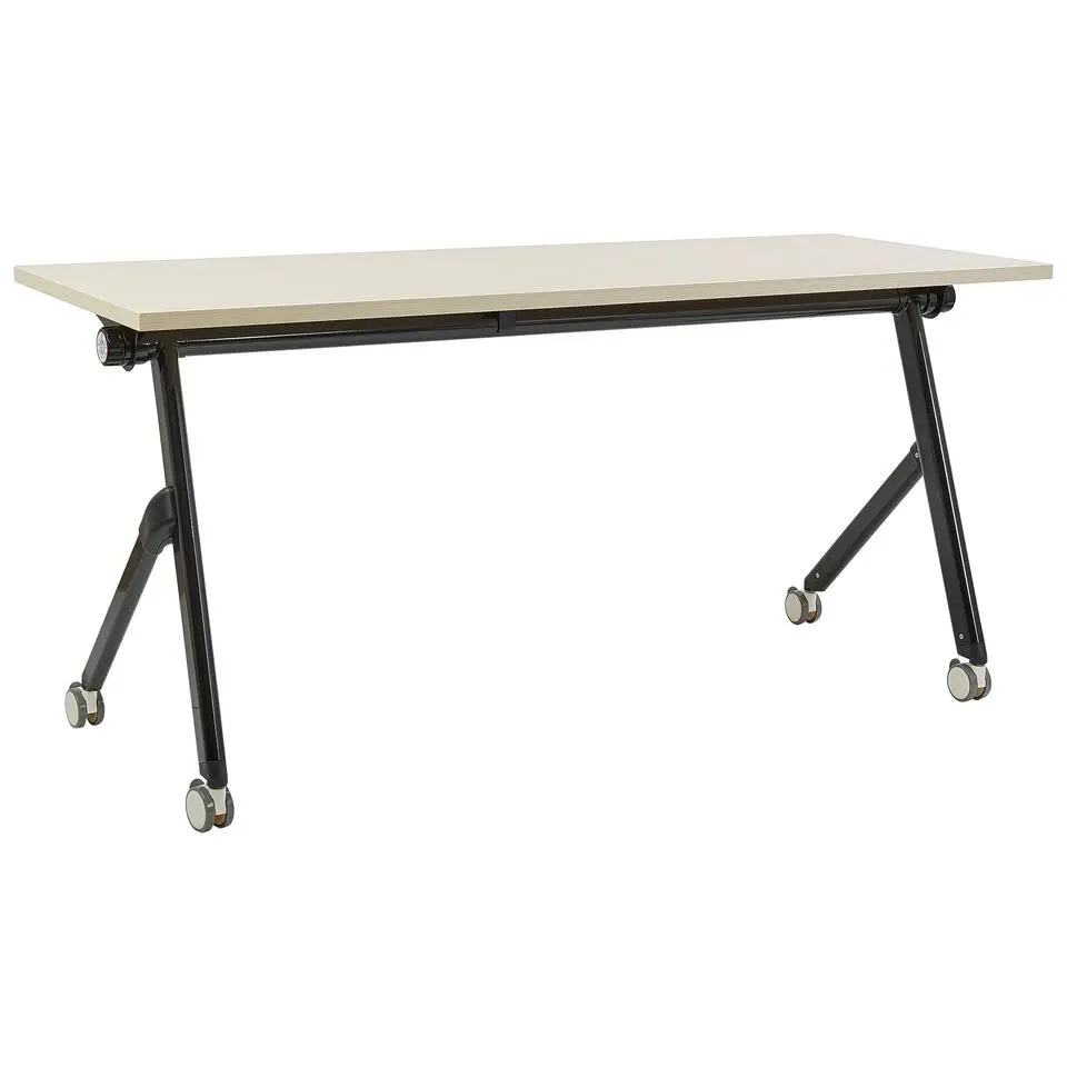 BENDI - Inklapbaar bureau - Lichthout/Zwart - 160 x 60 cm - Staal
