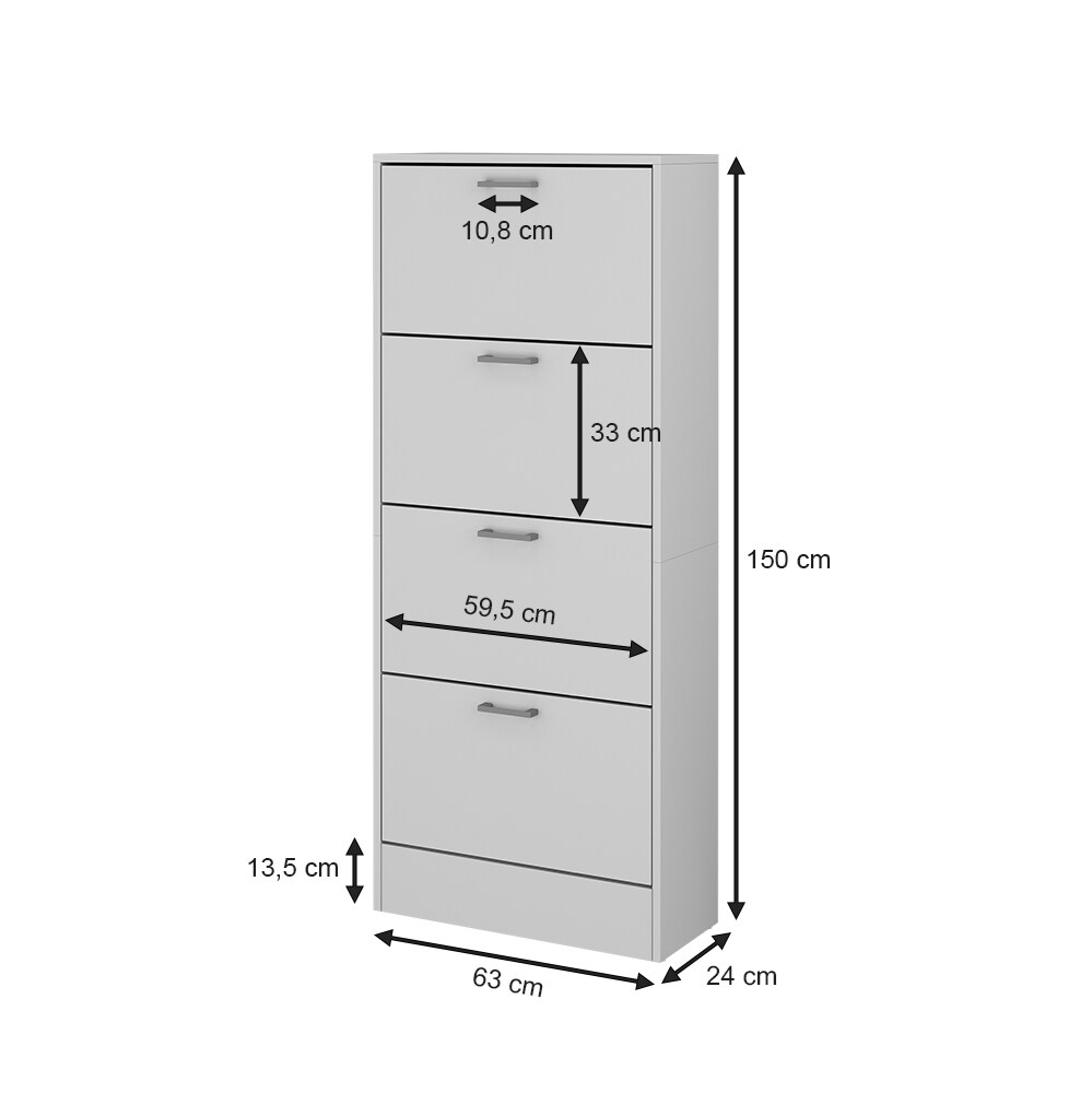 Oskar-Store Schuhkipper Georg Weiß, 63 x 150 cm, Schuhschrank mit 4 Fächer, modern