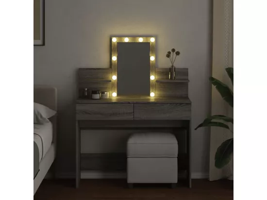 Coiffeuse avec LED sonoma gris 100x40x130 cm