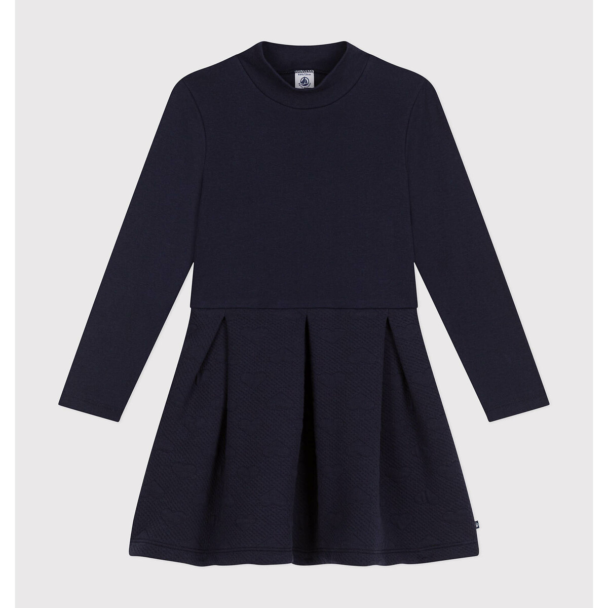 PETIT BATEAU<br>Vestido de manga comprida em 2 tecidos