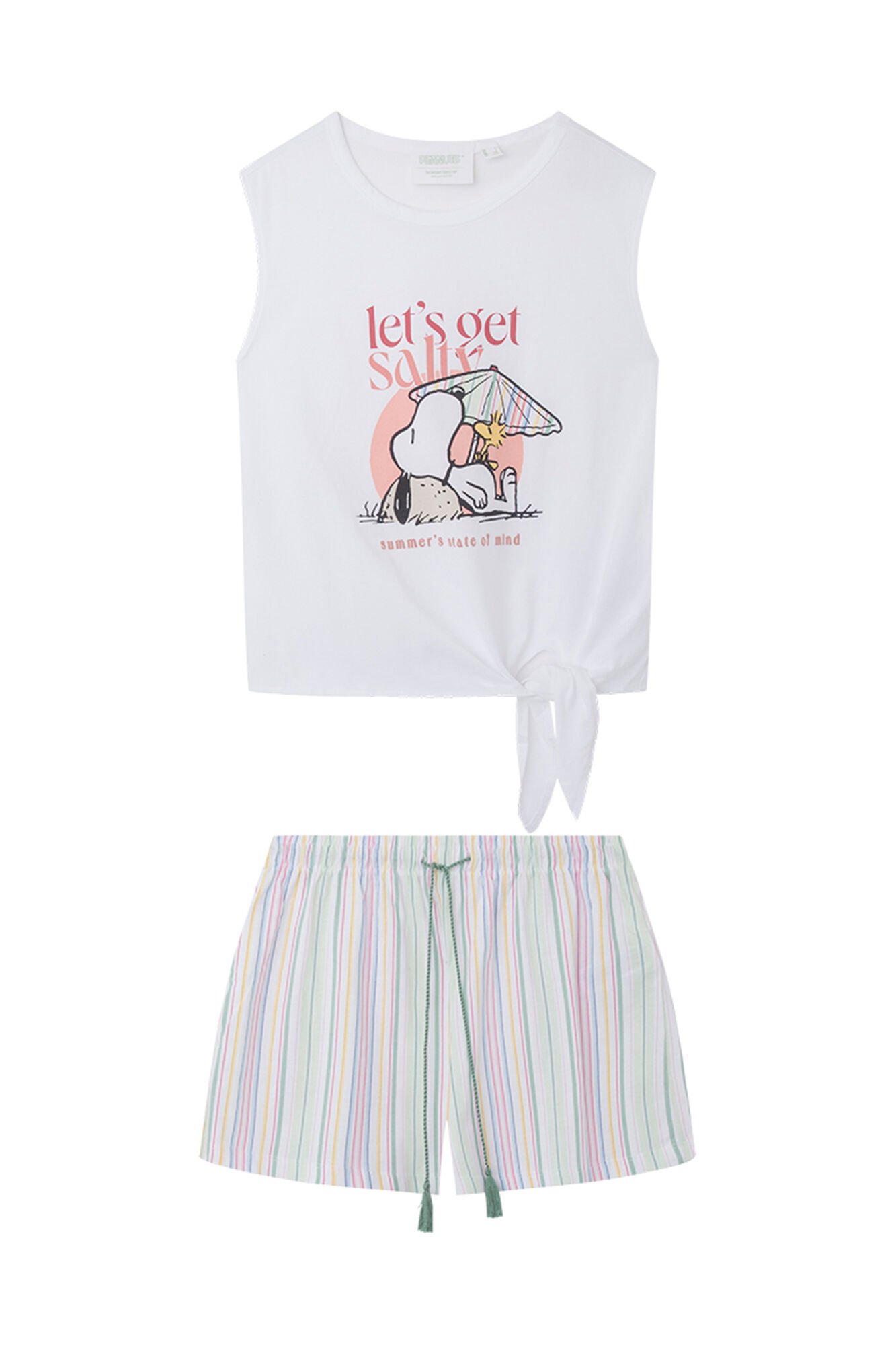 Pijama curto branco Snoopy 100% algodão