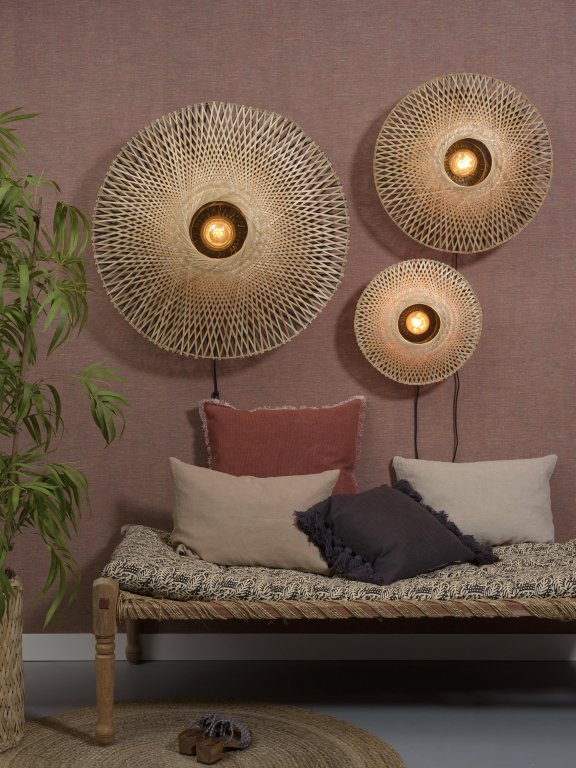 Good&Mojo Kalimantan wandlamp small Ø44 zwart/naturel
