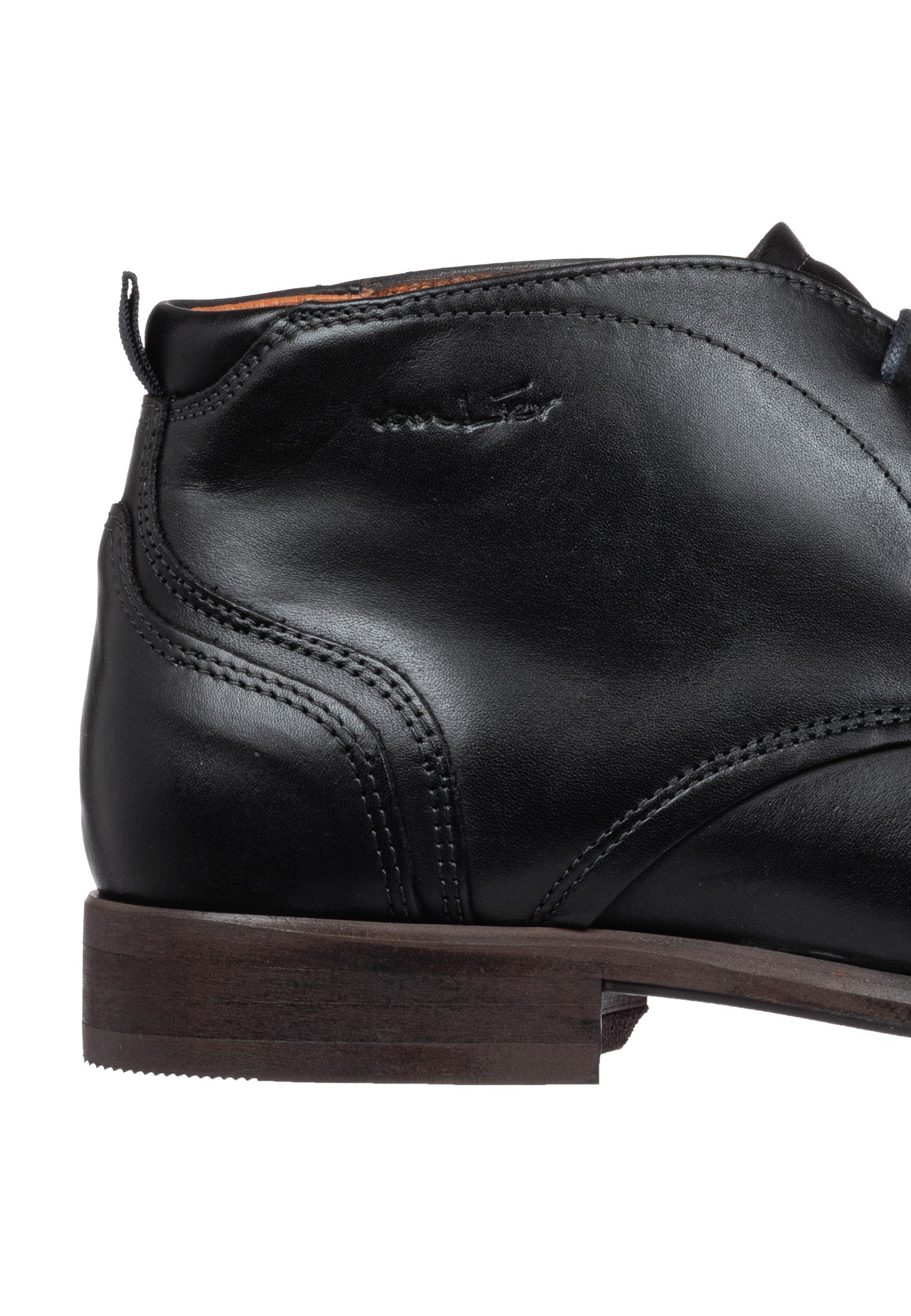 Zwart gladleren Eramso halfhoge veterschoen