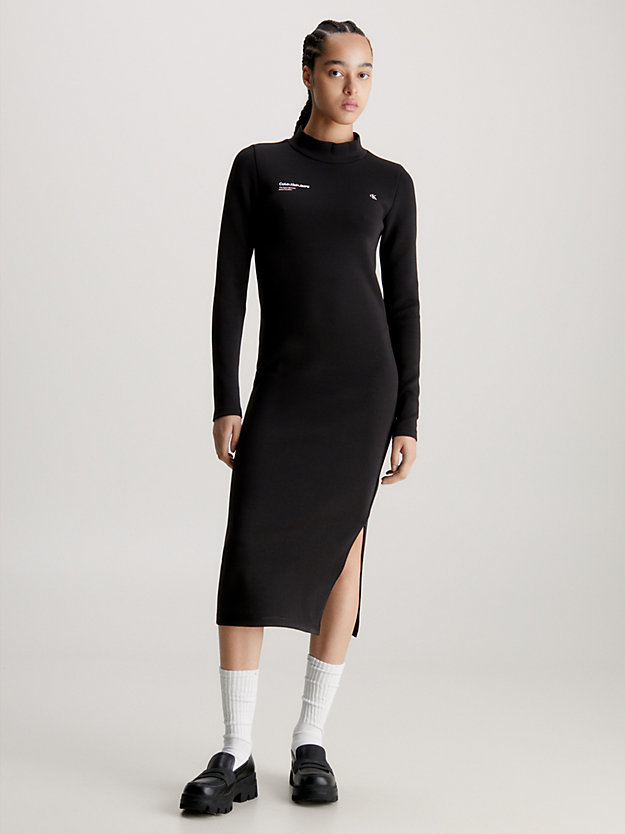 Vestido midi justo em malha de algodão