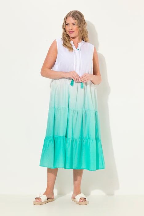 Midikleid, Farbverlauf, Tunika-Ausschnitt, ärmellos