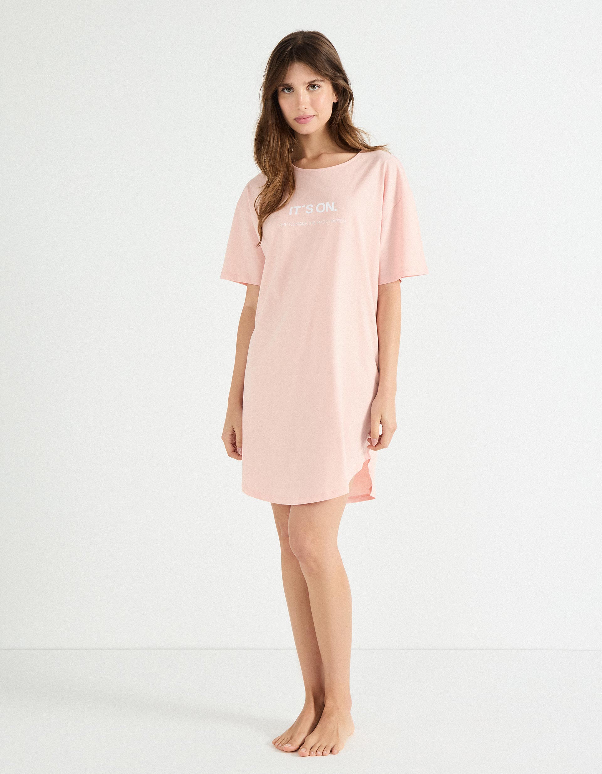 Camisa de Dormir, Mulher, Rosa Claro