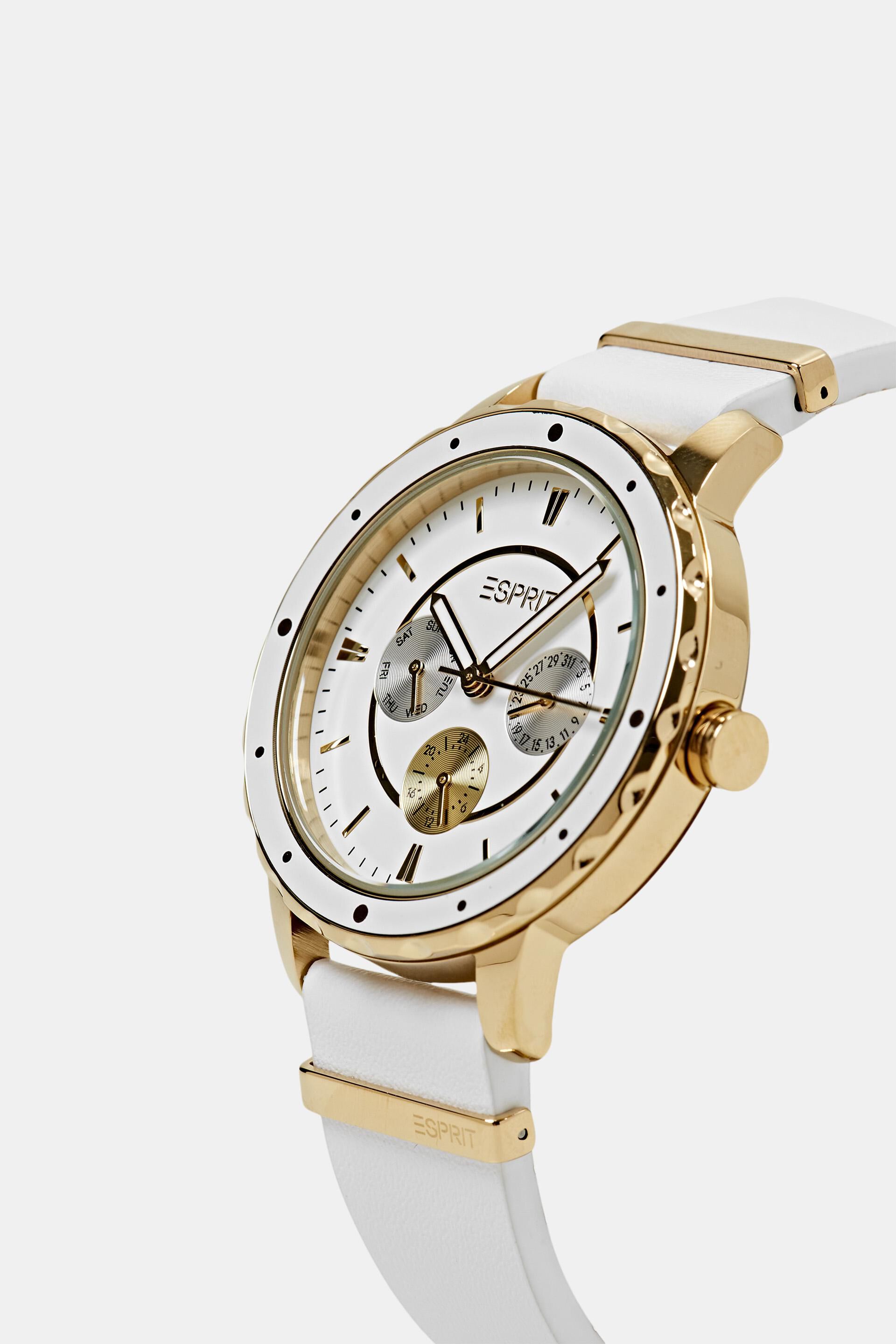 Montre multifonction à bracelet en cuir