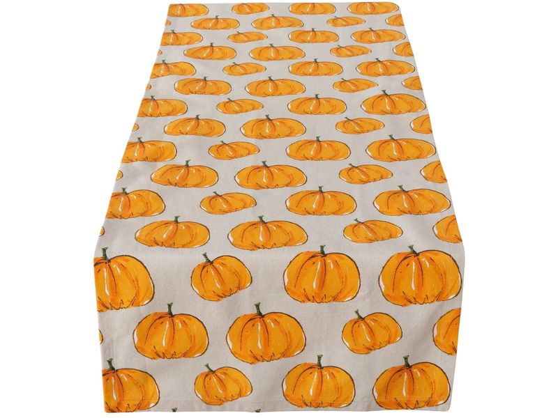 Boltze Tischläufer Pumpkin Textil, 140 x 40 cm Bedruckte Motiv-Tischdecke