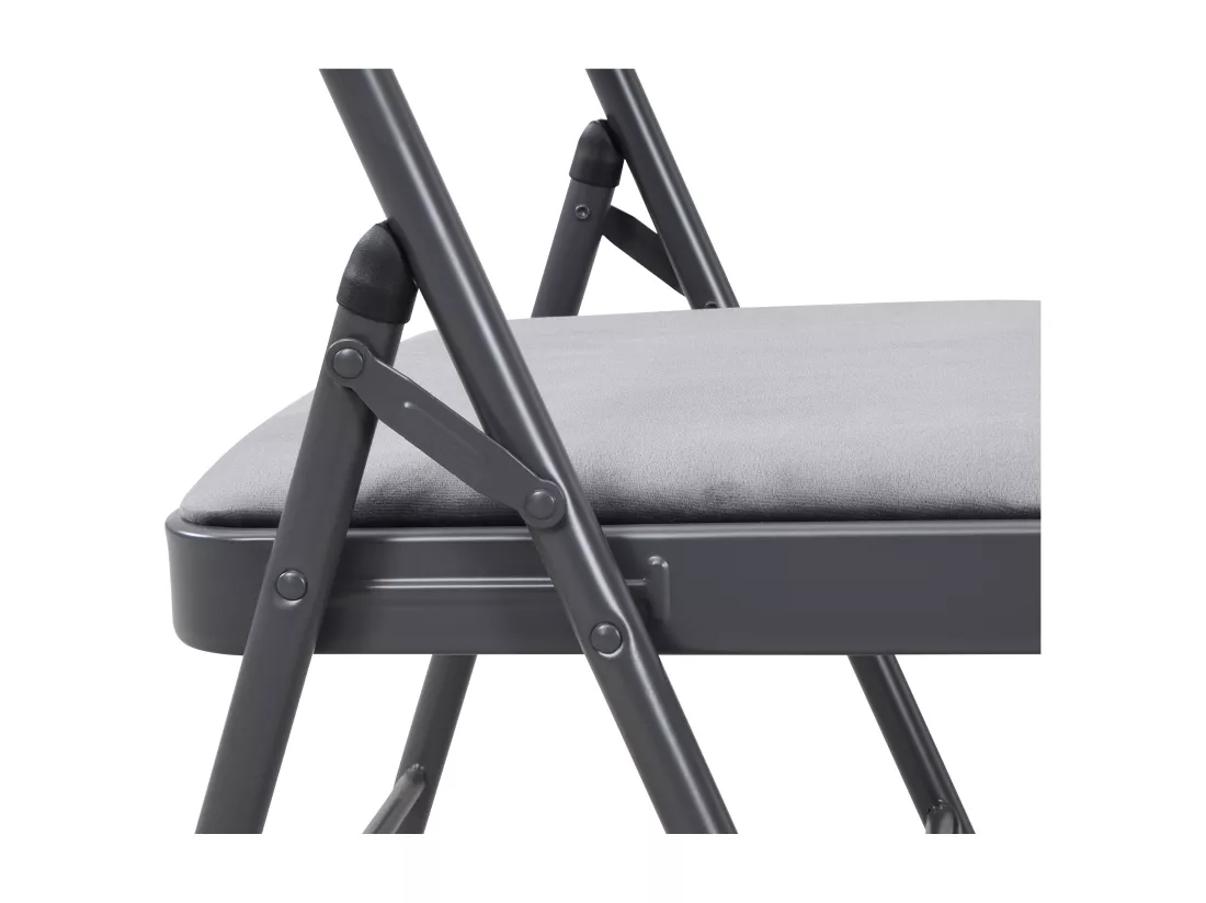 Lot de 6 chaises pliantes en velours et métal - Gris - ORTENSIA