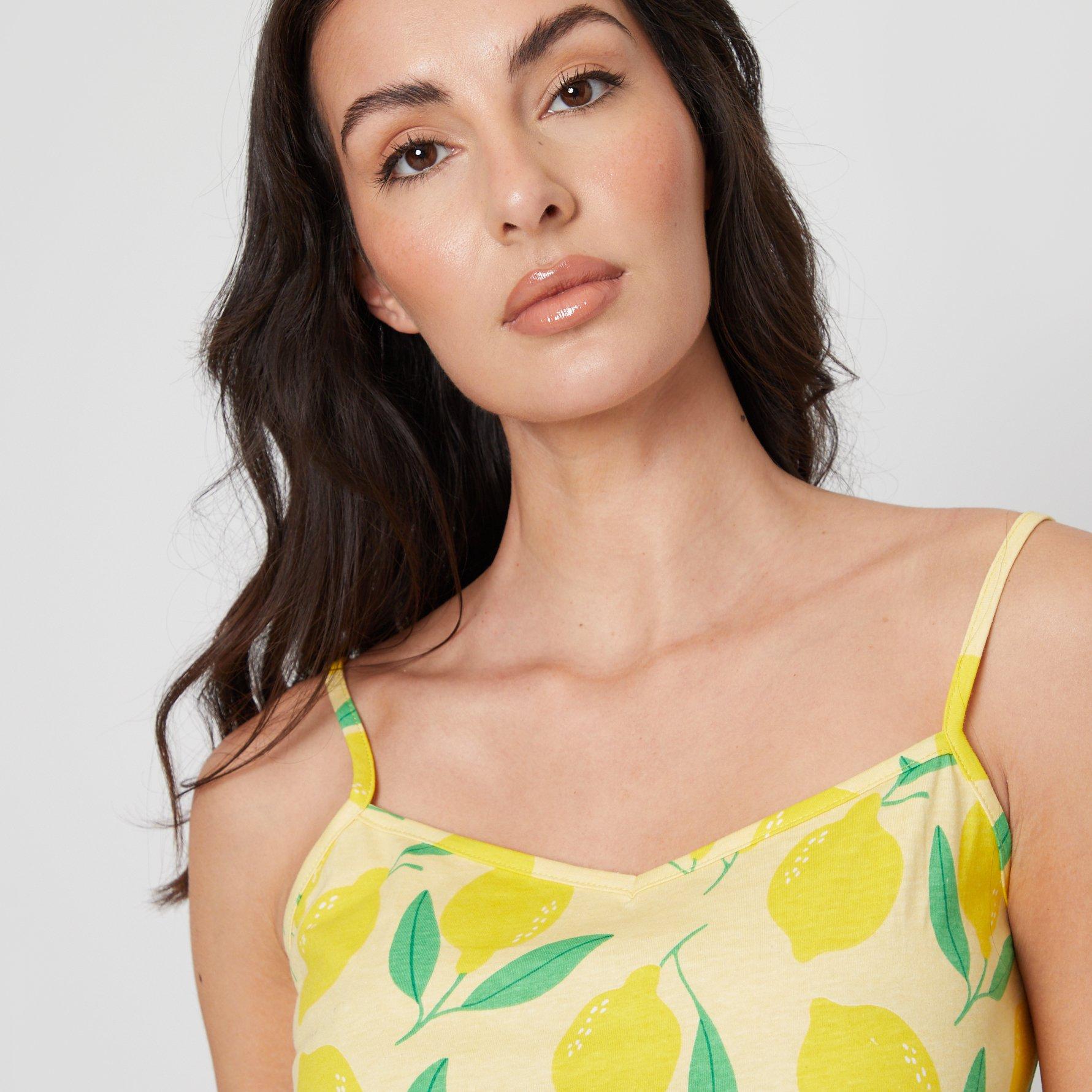 Be You Lemon Jersey Lemon Printed Cami Shortie Pyjama Set