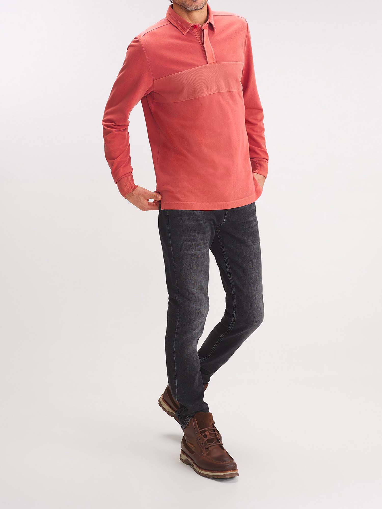 Polo Homme Manches Longues Orange