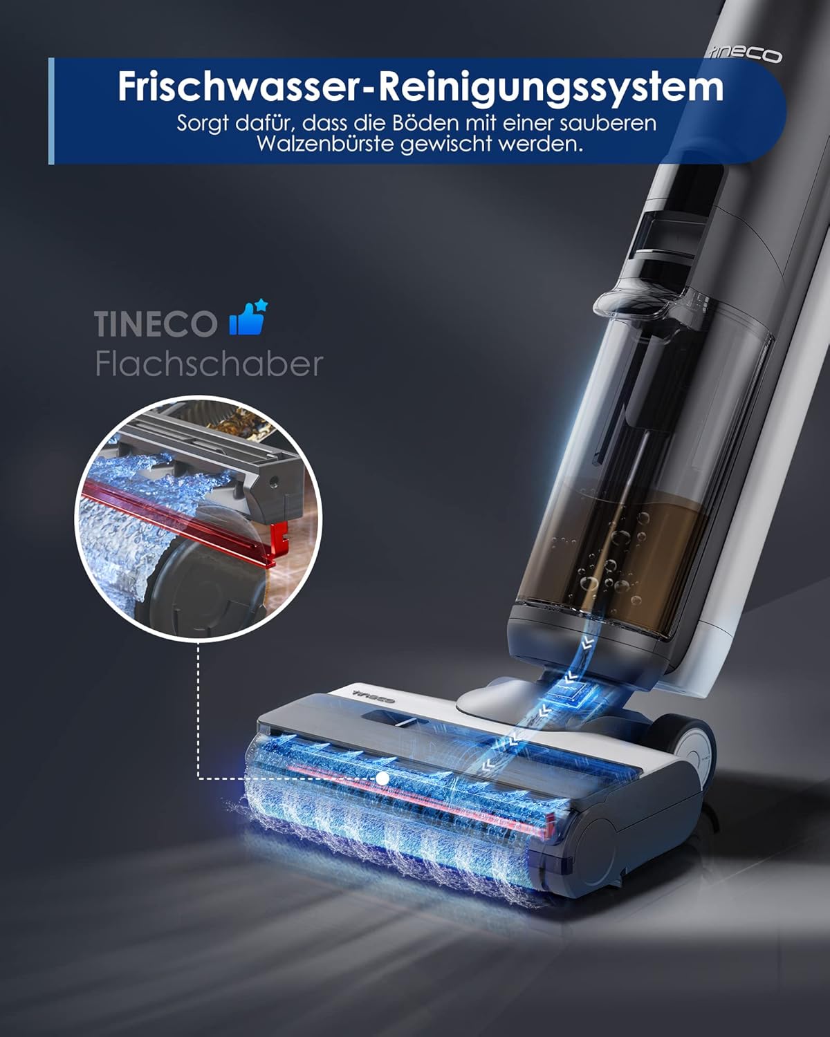 Tineco Floor One S5 Smart Nass-Trocken-Sauger mit iLoop Technologie, All-in-One-Nass Trockensauger Kabellos mit Dual-Tank-Design | Selbstreinigung LED-Display, Wi- Fi, App
