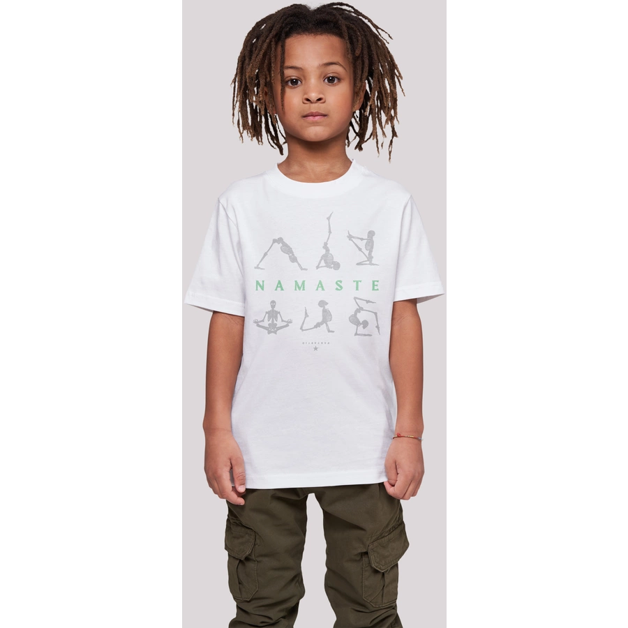 F4NT4STIC T-Shirt Namaste Yoga Skelett Halloween weiß