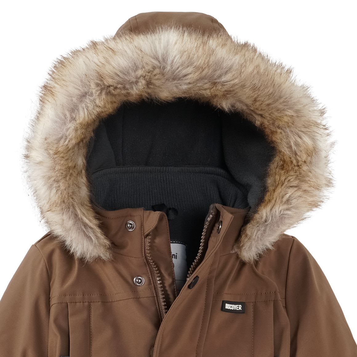 Topomini Baby Winterjacke mit Fellimitat braun