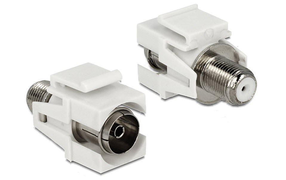 Keystone-Modul EC – F, (f-f) flache MontageKeystone Modul IEC Buchse auf F Buchse