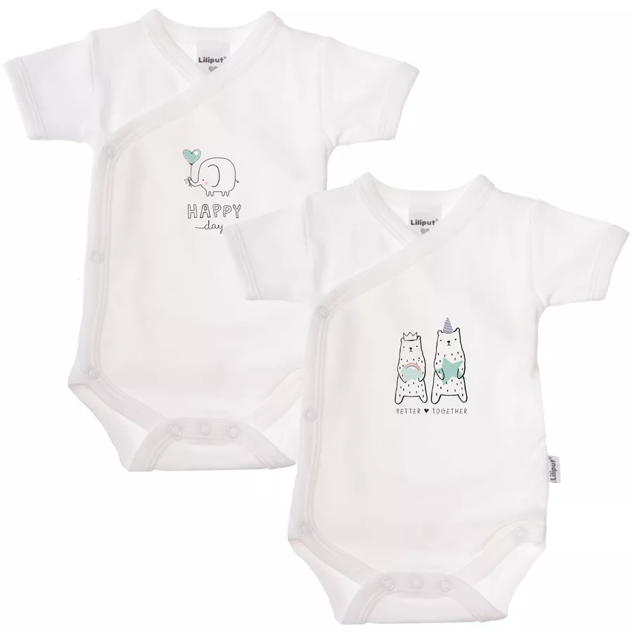 Liliput Kurzarm-Wickelbody 2er-Pack Happy Day weiß