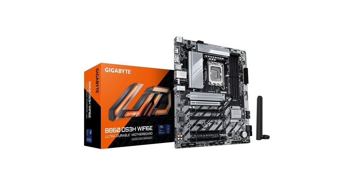 GIGABYTEB860 DS3H WIFI6E socket 1851 moederbord  (Zilver/zwart, RAID, 2.5Gb-LAN, Wi-Fi 6E, BT, Sound, ATX)