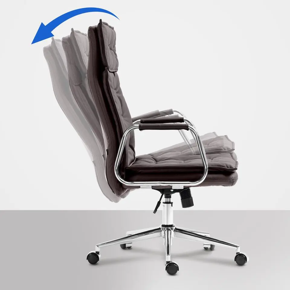 CLP Bureaustoel Sotira chroom Frame - Echt leer - bruin
