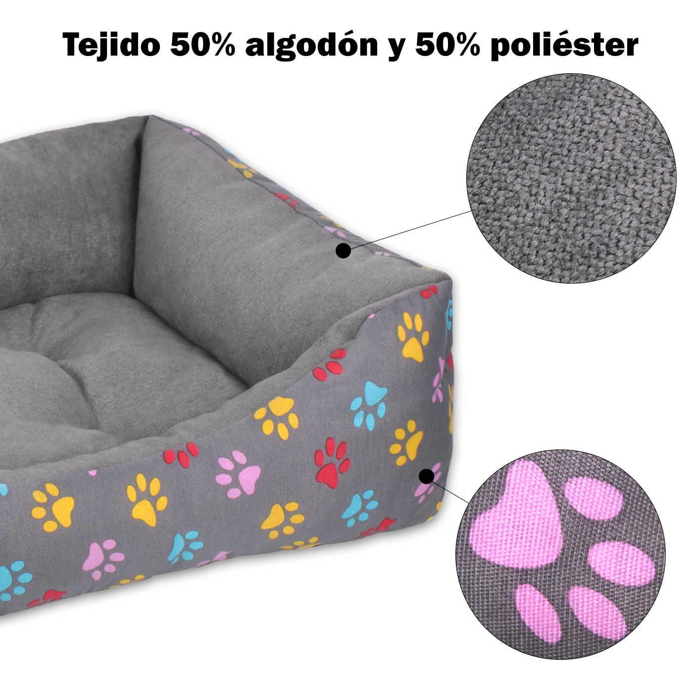 Cesta HOME MERCURY, cama confortável para cães, gatos e outros animais de estimação, com enchimento de fibra, resistente ao desgaste e durável (grande, estampa de patas)