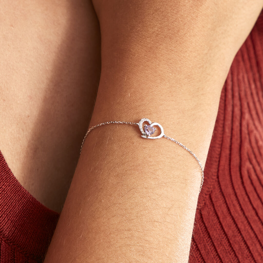 Bracelet Eliana Or Blanc Amethyste Et Oxyde De Zirconium