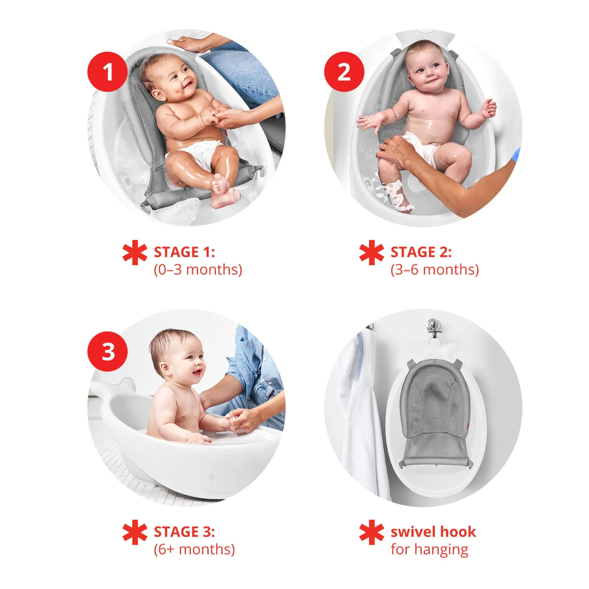 Skip Hop Bain Baleine MOBY® Smart Sling™  3-en1 - Blanc
